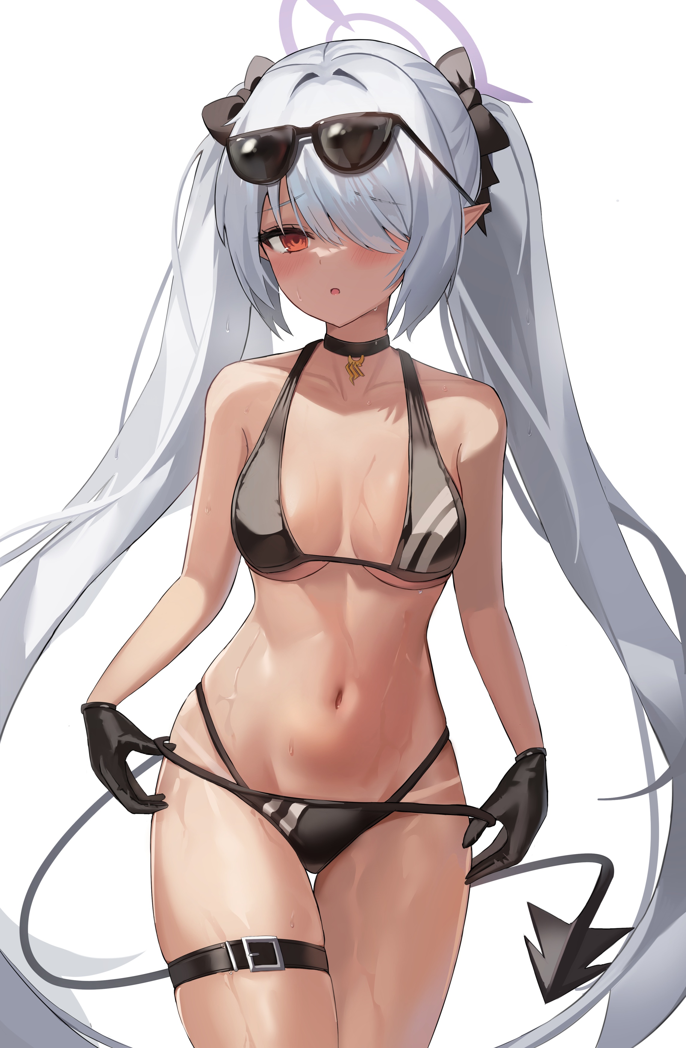 Iv Iv Blue Archive Shiromi Iori Bikini Garter Halo Megane